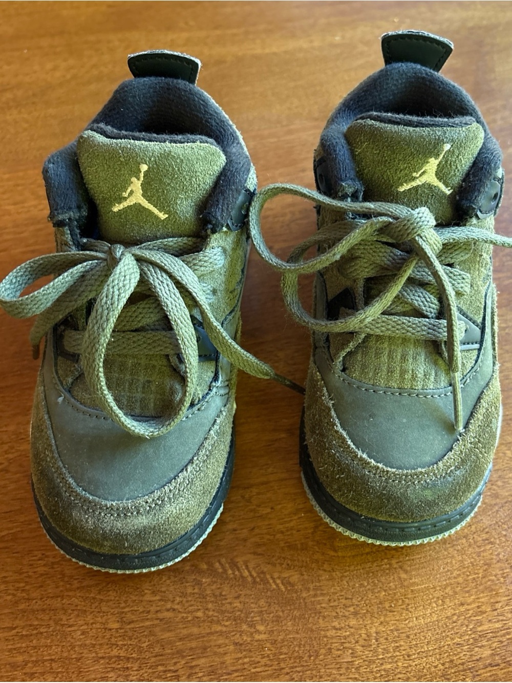 Jordan Kids Olive Suede & Textile Sneaker with Jumpman Accent